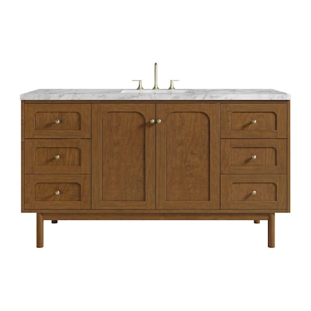 James Martin Vanities Laurent 60" Single Vanity, Honey Oak w/ 3 CM Carrara Marble Top 545-V60S-HNO-3CAR