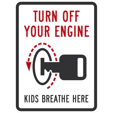 Lyle Turn Off Your Engine, Kids Breathe Here With Graphic, 18x24, Non-Reflective, White G-11209-NA_18x24
