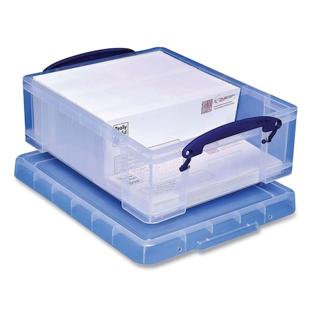 Really Useful Box Snap-Lid Storage Bin, 2.14 gal, 11in x 14in x 5in, Clear/Blue 8.1C