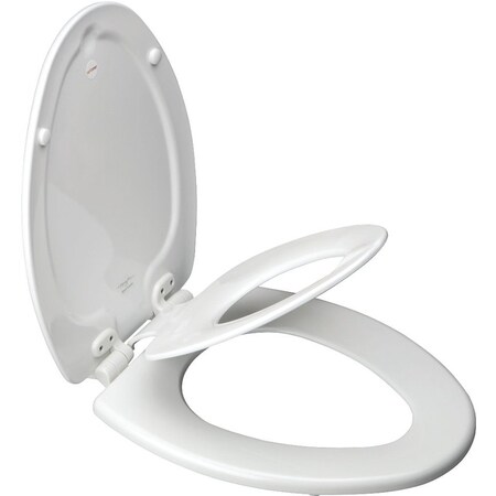 Bemis 183SLOWA Toilet Seat, Elongated, Molded Wood, White, Twist Hinge 188SLOW-000