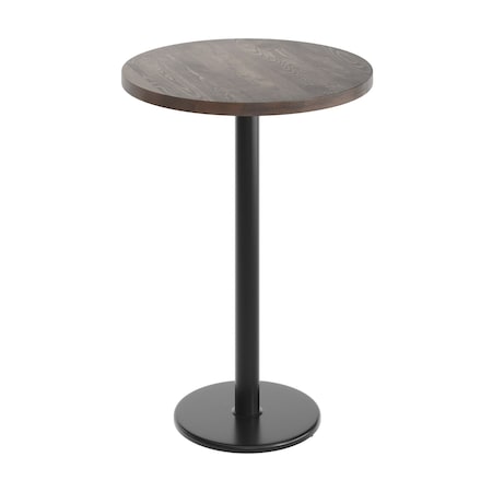 Flash Furniture Bennett 30 in Round Solid Wood Indoor Tabletop in Dark Brown with 18 in Round Bar Height GSF-RD30-DKBRN-TR18B-GG
