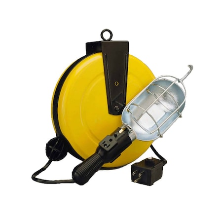 Alert Reel Mfg ProReel Professional Grade Retractable Cord Reel, Incandescent Work Light; 7 Amp, 50' 18/3 SVT 5000-50G-CB