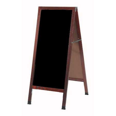 Aarco A-Frame Sidewalk Board, Black Melamine Markerboard Solid Red Oak Frame w/ Cherry Stain, 42''Hx18''W MA-311