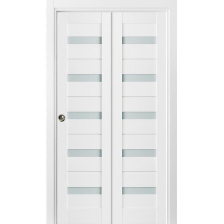 Sartodoors Sliding Closet Bi-fold Doors White Solid Core Modern Interior QUADRO4445BF-WS-60 x 84 (2* 30x84)