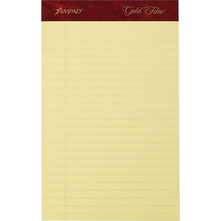 Esselte Gold Fibre Jr. Legal Pads, 5" x 8", 16 lb, Canary, 50 Sheets/Pad, 4 Pads/Pack 20029
