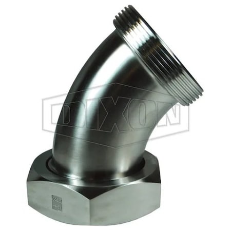 Dixon B2F 45Deg Elbow with Hex Nut, 3 in, Thread Beveled Seat x Plain Beveled Seat, 304 SS, Domestic B2P-G300