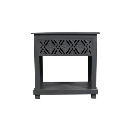 Homeroots 28" Gray Solid Wood Distressed One Drawer Nightstand 555402