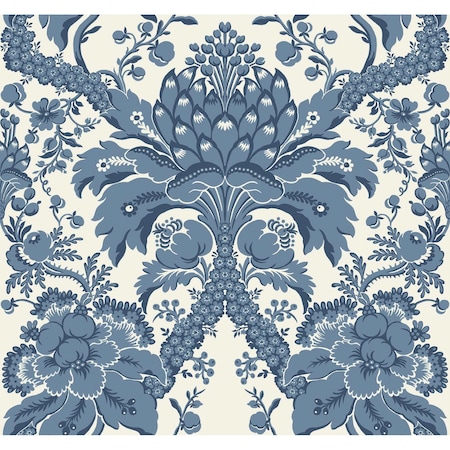 York Wallcoverings French Artichoke Dam Blue Wallpaper DM4951