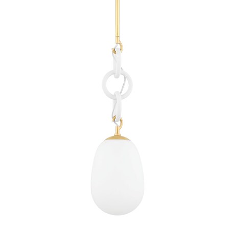 Mitzi Eny Lee Parker X Marina 1 Light Pendant 20 In. Aged Brass/Textured White H690701-AGB/TWH