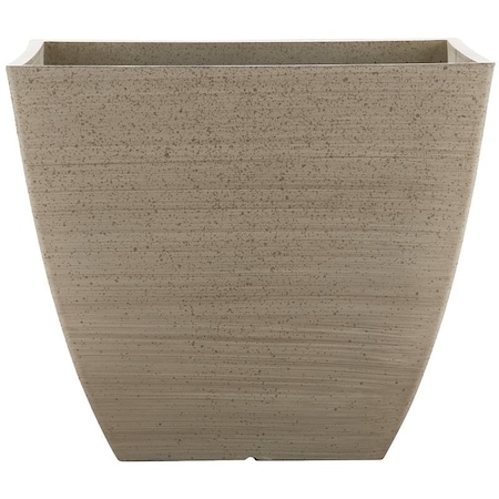 Southern Patio Newland Planter, 13-1/2 in H, 16 in W, 16 in D, Square, Plastic/Resin, White, Stone Aesthetic HDR-091660
