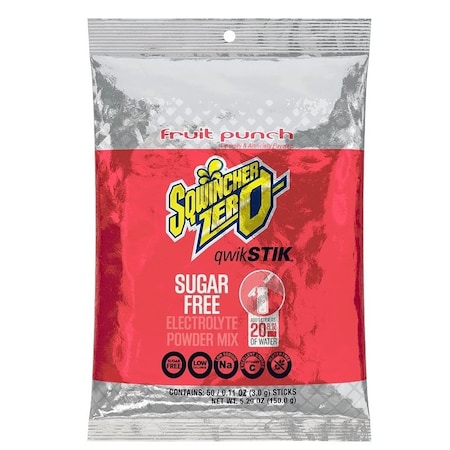 Sqwincher Sqwincher Qwik Stik ZERO Series Drink Mix, Sugar-Free, Powder, Fruit Punch Flavor, 0.11 oz Stick 159060102