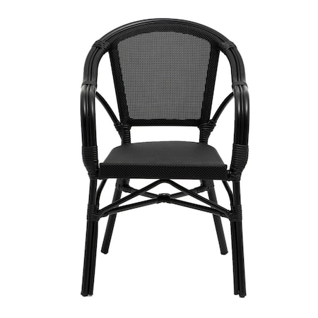 Homeroots Set of Two Black Upholstery Partially Open Back Dining Arm Chairs 653937