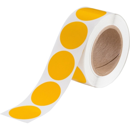 Brady Aisle Marking Tape Dots - Adhesive Vinyl, Solid Color, Yellow, 2in, 500PK 121033