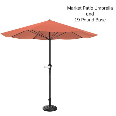 Pure Garden 9-Foot Outdoor Patio Umbrella with Base, Orange 50-101-TCB