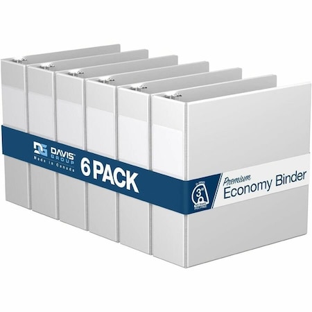 Davis Group Premium Economy, Angle D Ring, Binder, (White, 3"), PK6 2305-00-06