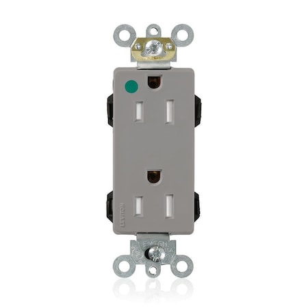 Leviton Straight Blade Receptacle, 5-15R, 15 A, 125V AC, Flush Mount, Self-Grounded M1626-ILG