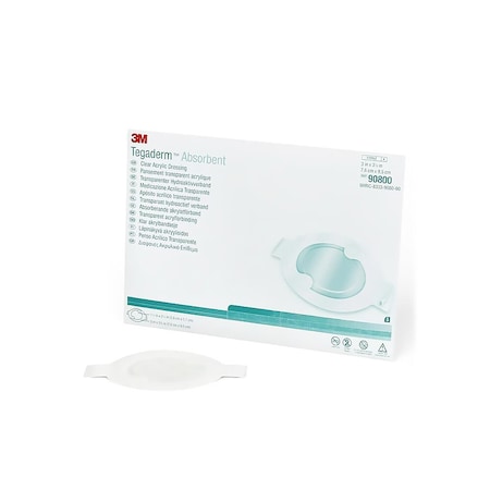 3M Tegaderm Absorbent Transparent Film Dressing 3 X 3-3/4 Inch Oval Sterile, 40PK 90800