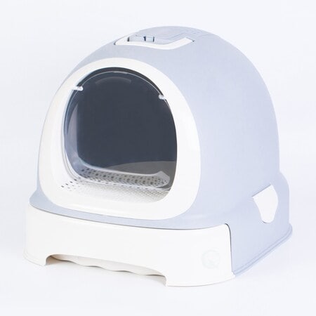 Pawsmark Fully Enclosed Hooded Litter Pan with Front Entry Odor Close Door, Cat Litter Scoop Included QI003672