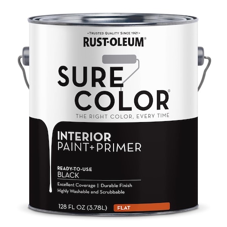 Rust-Oleum Sure Color Flat Black Water-Based Paint + Primer Interior 1 gal 380216