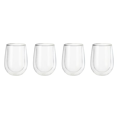 Henckels Cafe Roma 4-pc Double-Wall Glassware Stemless White Wine Glass Set 1013595
