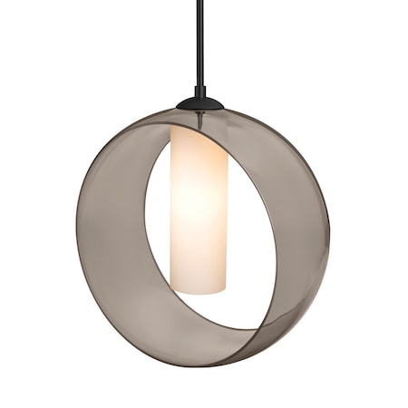 Besa Lighting Besa Plato Pendant, Smoke/Opal, Black Finish, 1x 5W MAX E26 Base 1JT-PLATOSM-LED-BK