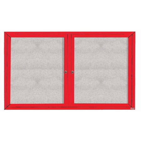 Aarco Outdoor Enclosed Bulletin Board w/ Al Frame, Powder Coated Red, 36''Hx60''W ODCC3660RR