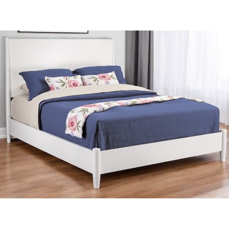 Homeroots White Solid Wood Queen Bed Frame 524821