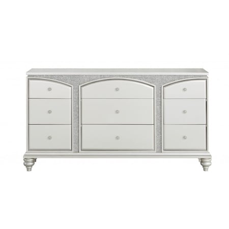 Homeroots 66" Platinum Manufactured Wood Nine Drawer Dresser 490459