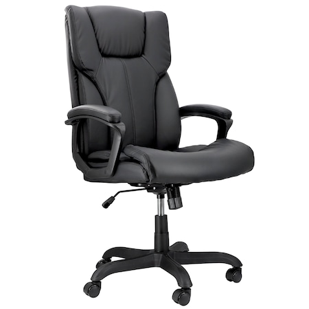 Elama High Back Adjustable Faux Leather Office Chair in Black and Black Base ELM-F-015