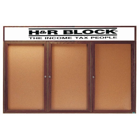 Aarco Enclosed Bulletin Board Red Oak Frame Walnut Stained, 36''Hx72''W WBC3672-3RH