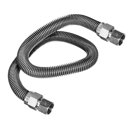Flextron Gas Line Hose 5/8'' O.D. x 60'' Length 1/2" x 3/4" FIP Fittings, Stainless Steel Flexible Connector FTGC-SS12-60L