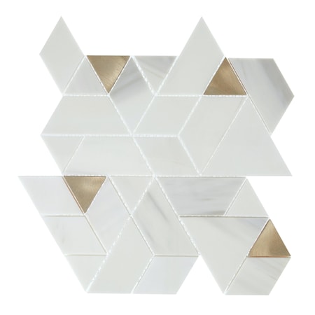 Daltile Pietra Divina Marble Natural Stone Spectrum Mosaic in Polished, Calacatta Dolomiti Gray Blend, 10PK DA57SPECTRUMS1L