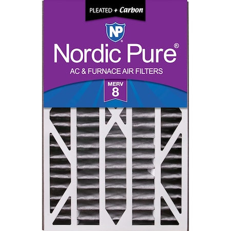 Nordic Pure 16x25x3 Plus Carbon Pleated Air Filter, High Capacity, MERV 8 16x25x3ABPM8C-1