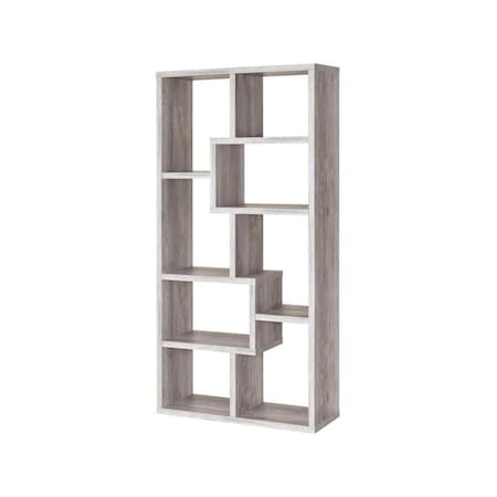 Coaster 70.75 x 35 x 11.75 in. Home Office Bookcase, Grey Driftwood 801137