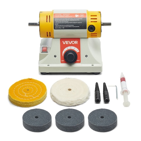 Vevor 1/2HP Bench Buffer Polisher 0 to 8000RPM with 3-inch & 4-inch Wheels DR75B