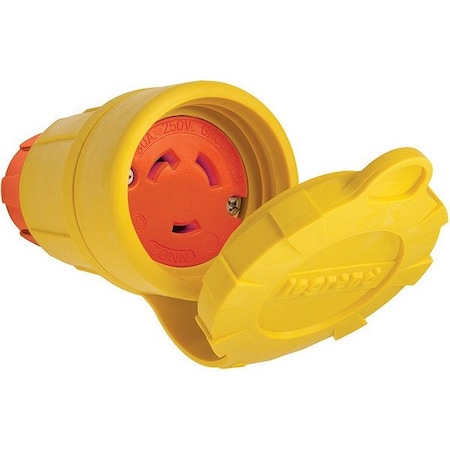 Pass & Seymour Locking Connector, L6-30R, 30 A, 250V AC, Single Phase, 2 Pole, Screw Terminals, Yellow 29W48AM