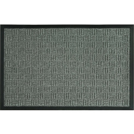 Fanmats Door Mat, 36 in L, 24 in W, Parquet Pattern, Gray 58777