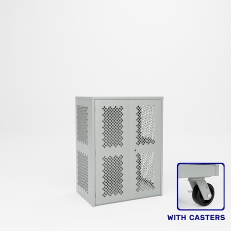 Pucel Heavy Duty Storage Cabinet with Casters, 36in W x 24in D x 54in H, Perforated Doors and Sides, Gray HDSC-3648-24-2C-PERF