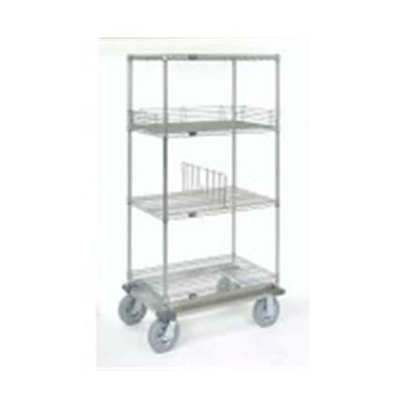 Tosafos Wire Shelf Dolly Truck with Pneumatic Wheels, Chrome - 18 x 60 x 69 in. TO665894