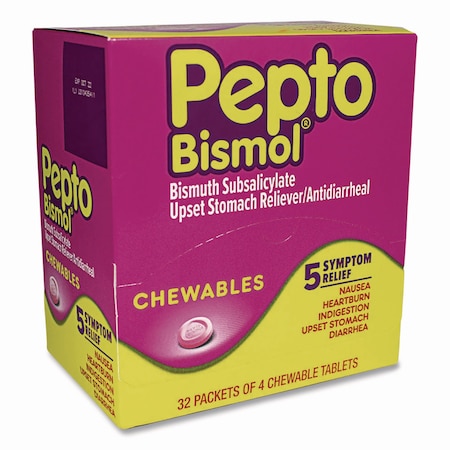 Pepto-Bismol Chewable Tablets, Original Flavor, 4 Tablets/Box, 32PK 00201