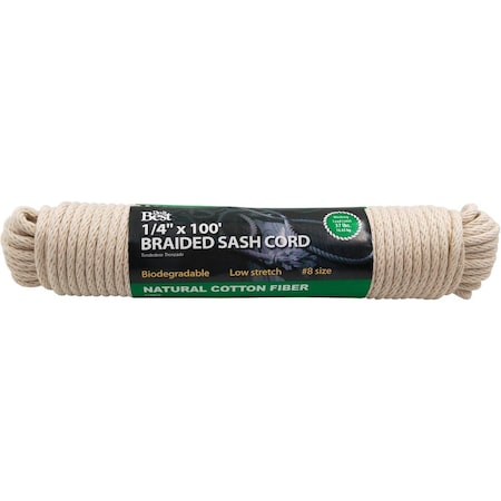 Do It Best 1/4'' x 100 Ft. White Solid Braided Cotton Sash Cord 218856