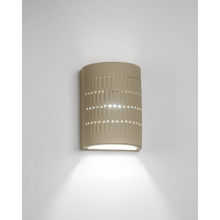 Luxury Lighting Zenia 8.5 in Tall Ceramic Outdoor Wall Light, Punched Groove Pattern, Cottonwood Paint Finish, 2PK (2) 100-01-CW-ud-7