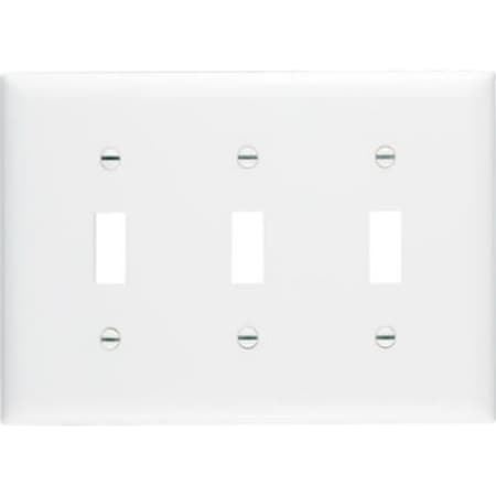 Legrand Switch Wallplate, 4.68 in L, 6-1/2 in W, 3 -Gang, Nylon, White TP3WCC12