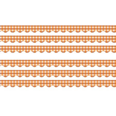 Teacher Created Resources Orange Gingham Scalloped Border Trim, 35 Feet Per Pack, 6PK TCR5999
