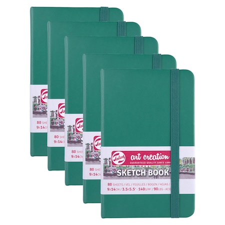 Talens Art Creation Sketchbook, 80 Sheets, 90lbs, Forest Green Cover, 3.5'' x 5.5'', 5PK 9314331M