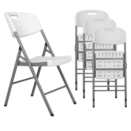 Regency Trestle Series Rectangular Blow Mold Folding Chair, 4PK 4200WH4PK