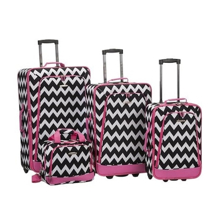 Rockland Luggage Set - Pinkchevron  4 Pieces F106-PINKCHEVRON