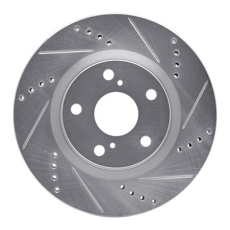Dynamic Friction Co DFC Brake Rotor - Drilled and Slotted - Silver 631-74023R