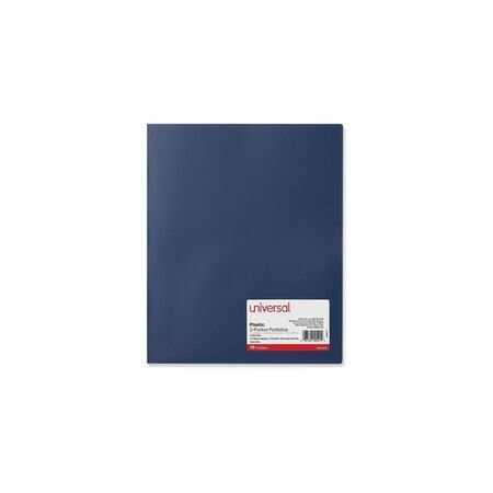 Universal Two-Pocket Plastic Folders, 11 x 8 1/2, Navy Blue, 10PK UNV20541