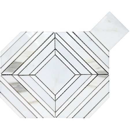 Apollo Tile Serena 9x11 White Gray Calacatta Gold, Thassos Mosaic Framed Diamond Wall and Floor Tile, 5PK APLTSC88S12A